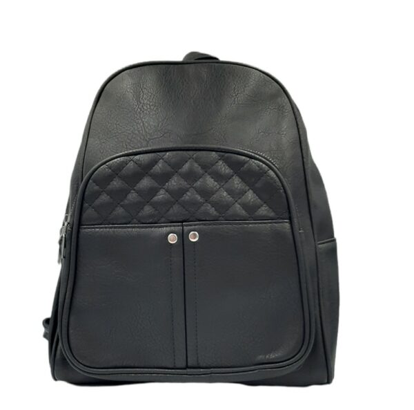 Γυναικεία τσάντα πλάτης (Backpack) μαύρη με τσέπη μπροστά που κλείνει με φερμουάρ - Image 2