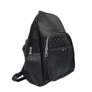 Γυναικεία τσάντα πλάτης (Backpack) μαύρη με τσέπη μπροστά που κλείνει με φερμουάρ