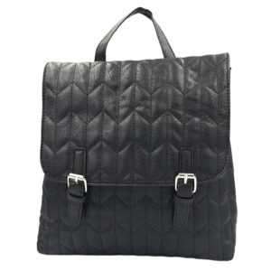 Γυναικεία τσάντα πλάτης (BACKPACK) καπιτονέ Μαύρη που κλείνει με καπάκι
